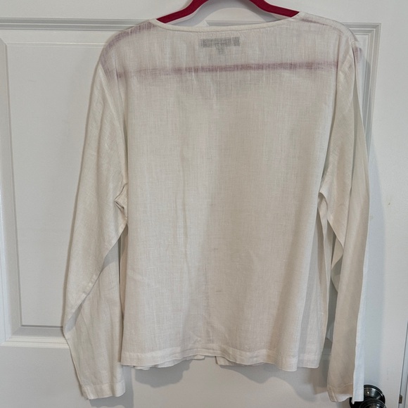 Flax Women's Cream Button-Down Shirt - Picture 2 of 5